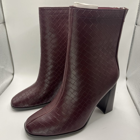 Journee Collection Women's 7.5 Ankle Boots Brown Woven Heeled Back Zipper - Picture 1 of 9